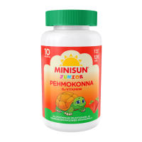 Minisun D-vitamiini Pehmokonna Mansikka 10 mikrog 120 purutabl