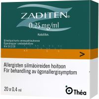 ZADITEN 0,25 mg/ml 20 x 0,4 ml silmätipat, liuos, kerta-annospakkaus