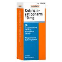 CETIRIZIN-RATIOPHARM 10 mg 30 fol tabletti, kalvopäällysteinen